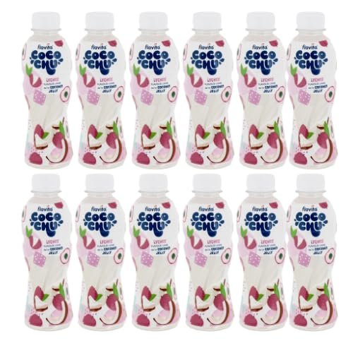 Flavita CocoChu Lychee Coconut Jelly Drink 250ml Tropical Lychee Drink with Coconut Jelly Pieces Ready to Drink (Pack of 12)