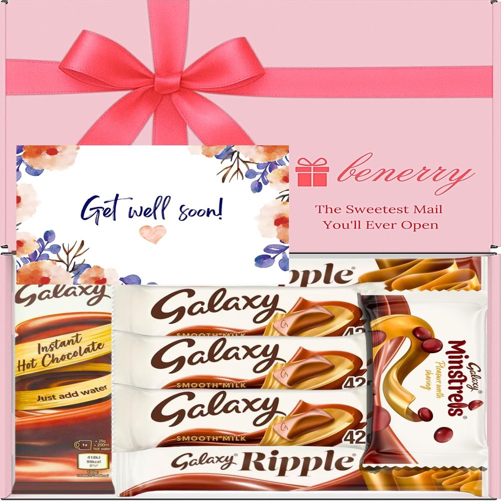 Benerry Chocolate Gift Box Hamper - 7 Treats Get Well Soon Gift - Smooth Sweet Box of Chocolates