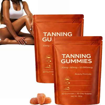 Skin Tanning Gummies,Beta-C-arotene & L-ycopene Blend,Beauty Routine Gummy Format,Enhancing Natural Skin Tone (2 Bag)