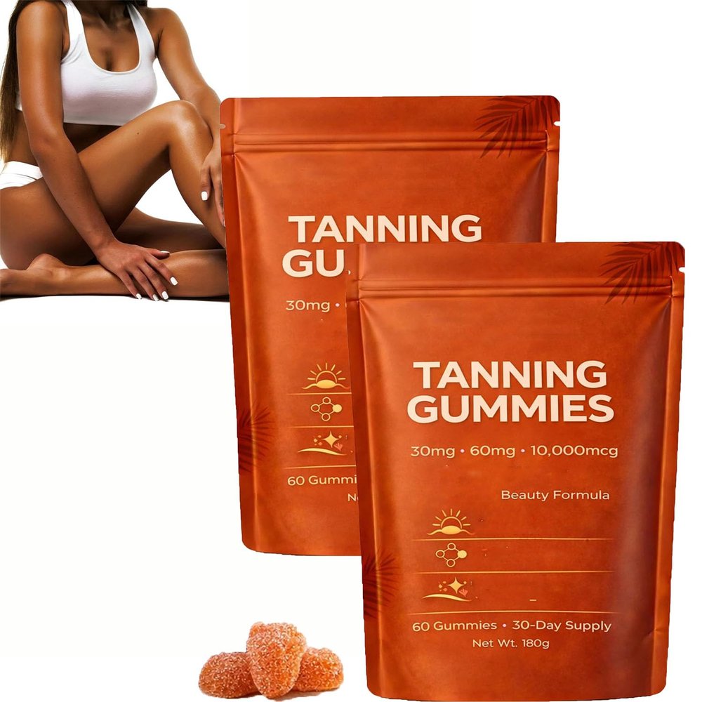 Skin Tanning Gummies,Beta-C-arotene & L-ycopene Blend,Beauty Routine Gummy Format,Enhancing Natural Skin Tone (2 Bag)