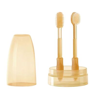 2026 Gentle Silicone Tongue Care Set for Oral Hygiene of Babies Toddlers (Brown, 13 x 7 cm)