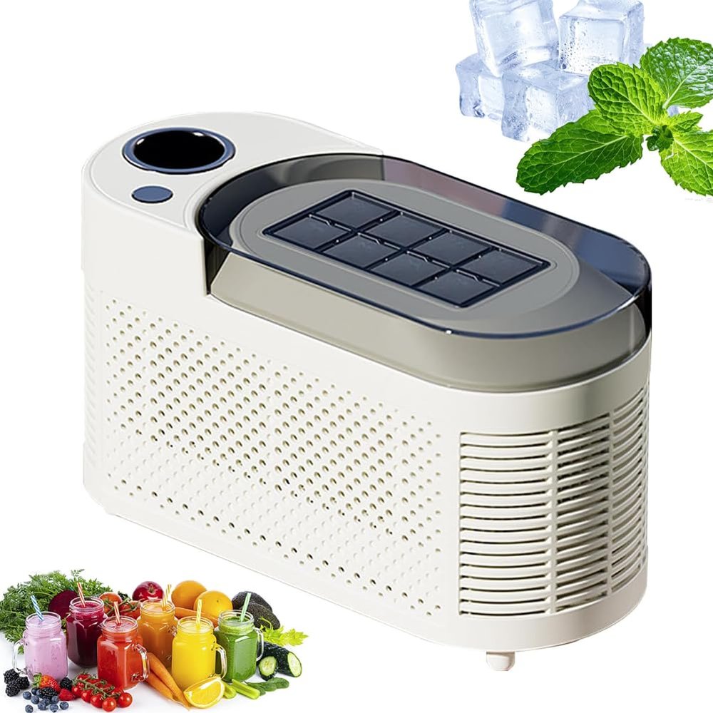 Portable Countertop Ice Maker Machine, Mini Electric Ice Cube Maker, 8 Cubes Ready in 10 Minutes, Low Noise and Energy Saving, for Home Camping RV Car