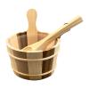 ALCXAZS Handcrafted Sauna Bucket and Ladle Set with Wooden Spoon Spa Bath Accessories Water Storage Bathing Barrel with Ladle Spoon is Made of Wood Bath Bucket Flower Pot Outdoor view 3
