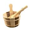 ALCXAZS Handcrafted Sauna Bucket and Ladle Set with Wooden Spoon Spa Bath Accessories Water Storage Bathing Barrel with Ladle Spoon is Made of Wood Bath Bucket Flower Pot Outdoor view 4