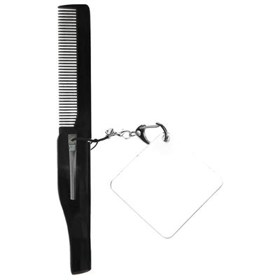 Abaodam Foldable Pocket Comb Folding Design, Plastic and Acrylic Material with Keyring Mirror for Men, Comfortable to Hold Small Square Shape for Travel and Trip Use