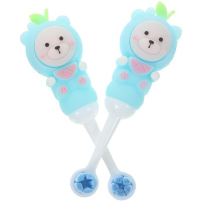 HOMOCONO Kids Toothbrushes for Gentle Care of Teeth and Gums with Soft Silicone Bristles 2pcs Bear Shape Design for Sensitive Teeth Cleaning Suitable for Toddlers and Children Ages 0-9
