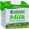 Lakeland Dairies Semi-Skimmed Milk 500ml (Pack of 24) | Fresh UHT Long Life Milk | Source of Calcium & Protein | Ideal for Tea, Coffee & Cooking view 1