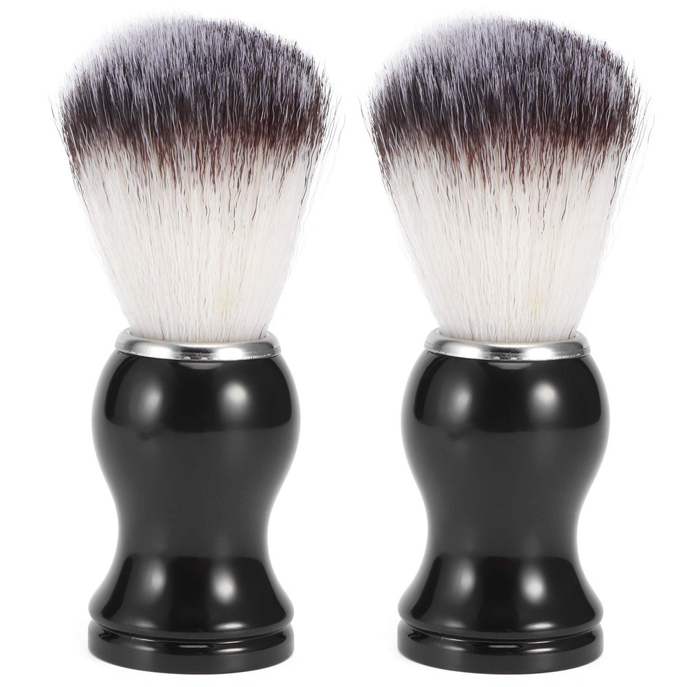 Adfaga 2PCS Premium Nylon Beard Brush Set for Men Professional Grooming Kit Ergonomic Handle Soft Facial Hair Care Travel Home Salon Use Black 4.1 Inch