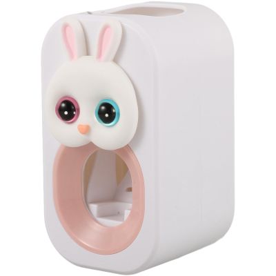 Garneck Cartoon Plastic Toothpaste Dispenser Adorable Bunny Shape Wall-Mounted Bathroom Toothpaste Holder Squeezer for Bathroom Routine