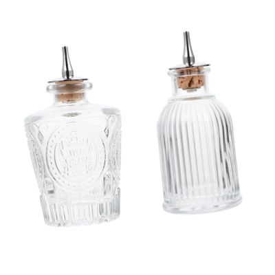 PATKAW Vintage Glass Bottles Cocktail Mixing Set with Leak-Proof Seal, Removable Glass Plug, Household Bitter Bottles for Kitchen Storage, Set of 2