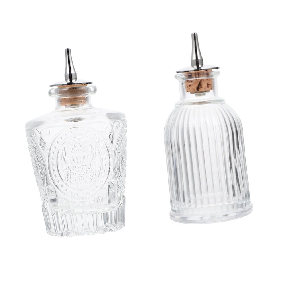 PATKAW Vintage Glass Bottles Cocktail Mixing Set with Leak-Proof Seal, Removable Glass Plug, Household Bitter Bottles for Kitchen Storage, Set of 2