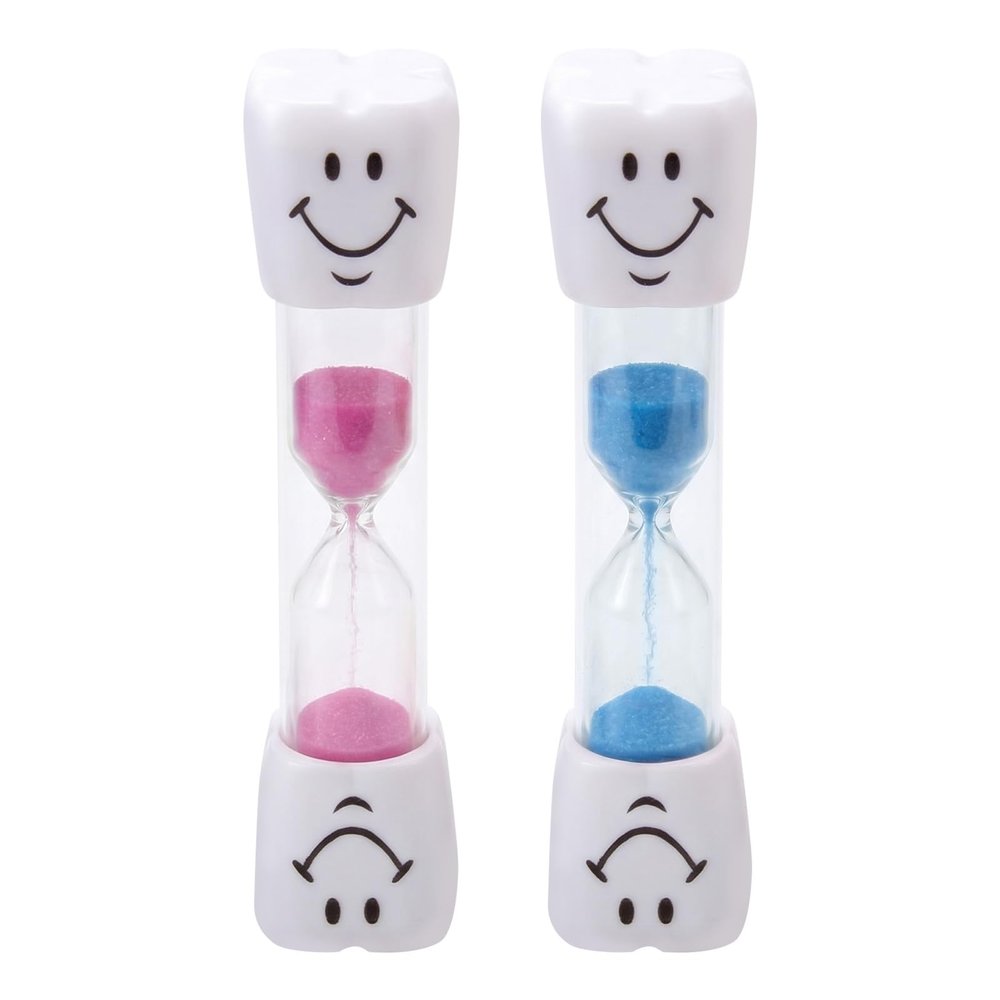 HDFHDF Hourglass Teeth Brushing Children's Hourglass 3 Minutes Toothbrush Clock Children 3 Minutes Smile Face Timer Birthday Gift Interesting (Blue, Pink)