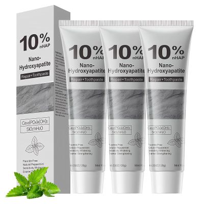 3 Pcs 10% Nano Hydroxyapatite Toothpaste,Hydroxyapatite Toothpaste UK for Enamel Repair & Protection,Gentle Mint Fresh Breath,Fluoride-Free (120g)