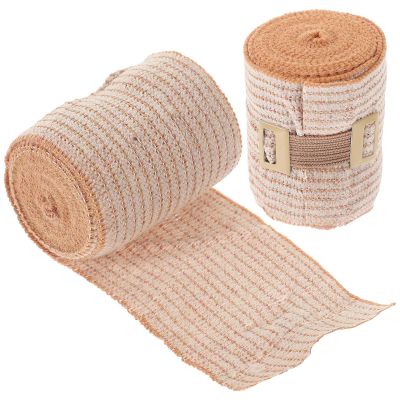 Vaguelly 2 Rolls Elastic Knee Wrap Compression Wraps Beige Cotton Flexible for Outdoor and Pet Usage