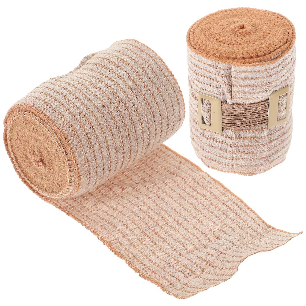 Vaguelly 2 Rolls Elastic Knee Wrap Compression Wraps Beige Cotton Flexible for Outdoor and Pet Usage