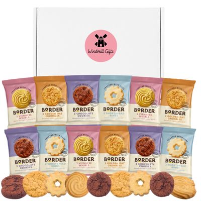Border Biscuits Gift Set Bundle With x12 Individually Wrapped Biscuit Twin Packs (24 Biscuits) Biscuit Hamper Gift Box Assorted Variety for Birthday, Thank You or Tea Lovers
