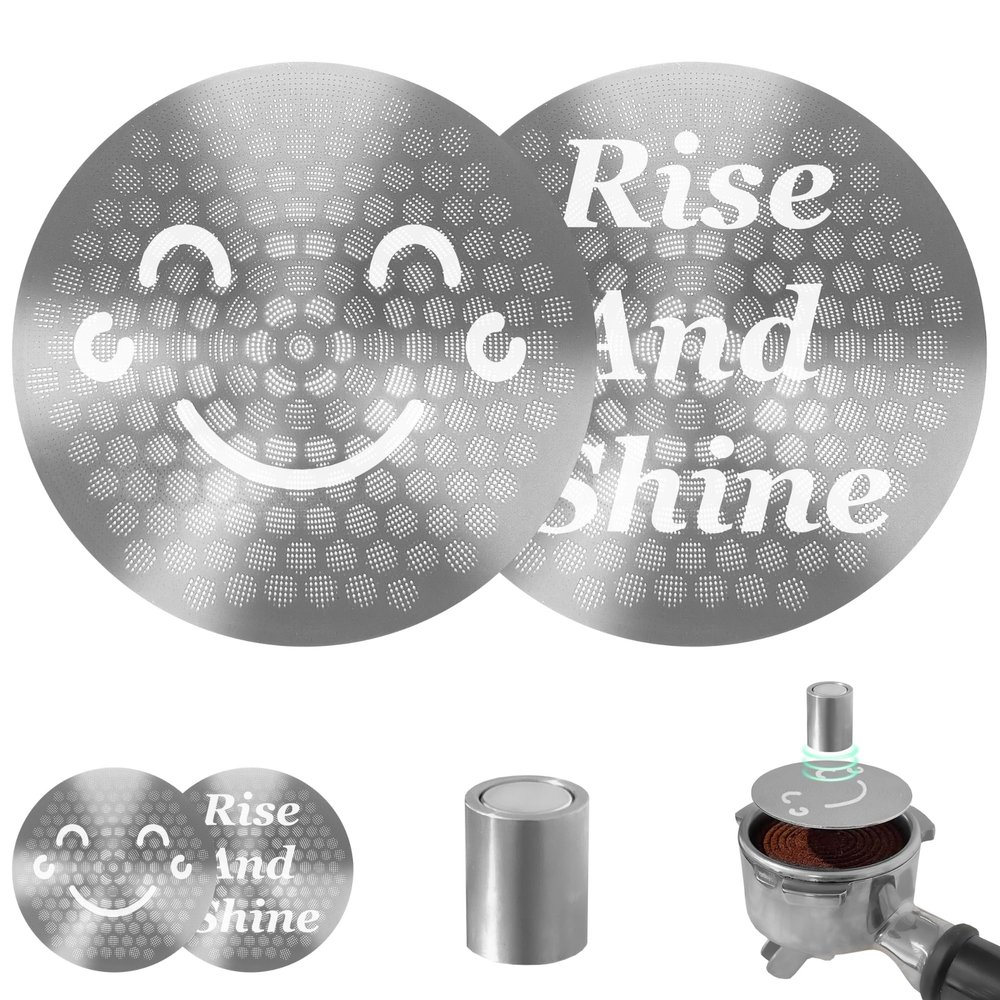 PuckBuddy 53.35mm Magnetic Puck Screen Kit - 2 Pack 0.9mm Thin Espresso Screens with Double Sided Magnet Tool - 304 Stainless Steel Resuable Metal Coffee Filter for 54mm Portafilter (53.35mm)