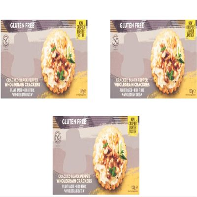 Cracked Black Pepper Wholegrain Crackers 137g 3 Pack,Bold, peppery taste that adds a satisfying kick to every bite