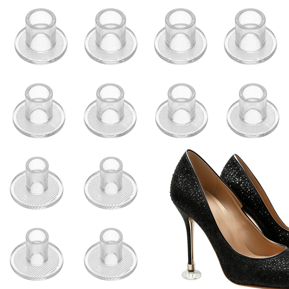 12 Pieces High Heel Protectors Clear PVC Stiletto Shoe Heel Stoppers Anti-Slip Covers for Grass Uneven Floor Weddings & Outdoor Events 3 Sizes S/M/L
