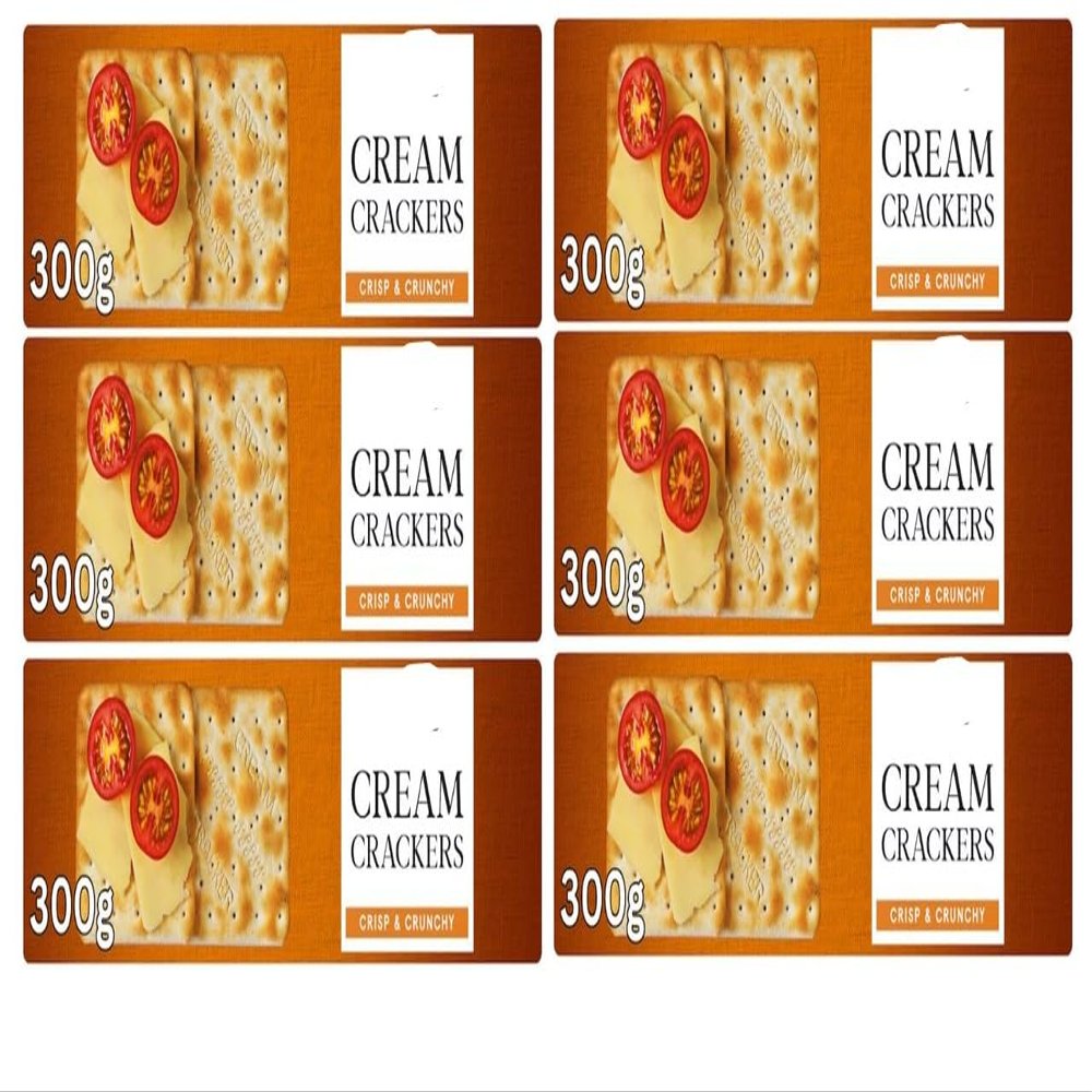 Cream Crackers 300g 6 Pack,Ideal for pairing with cheese, tomatoes, dips, or your favourite toppings for a quick and delicious snack.
