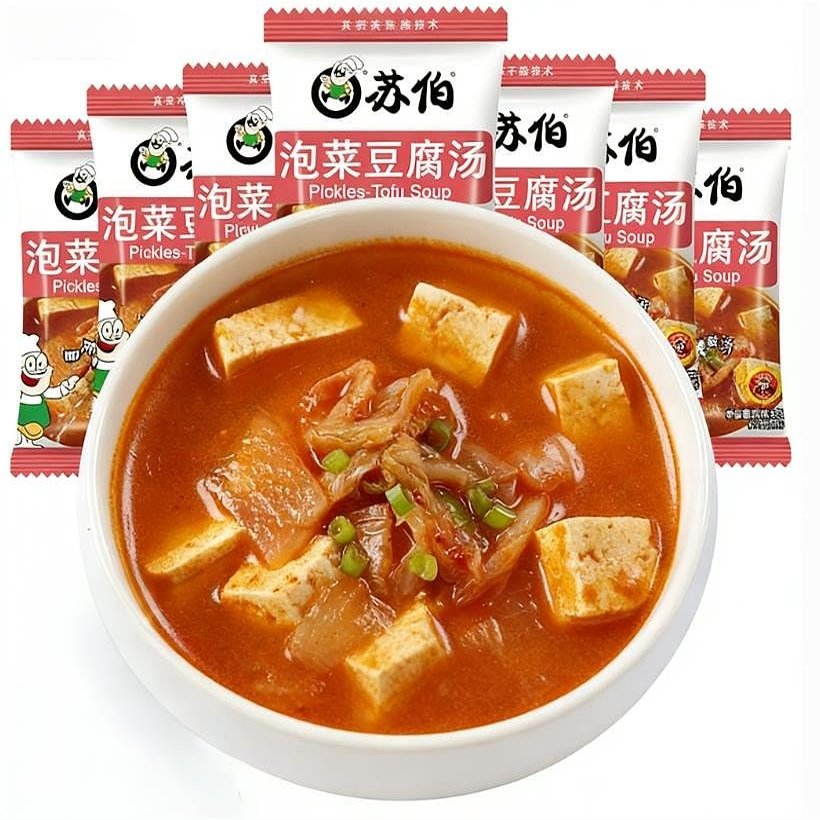 Kimchi Tofu Soup,Instant Vegetable Soup (5/10/20/30bags) Healthy Nutrition Tofu Soup,Side Dishes,Japanese Miso Soup,Instant Meals & Sides (30bags)