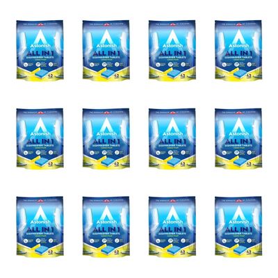 Astonish All in 1 Dishwasher Tablets, Lemon, 42 Tablets per Pack, Pack of 12