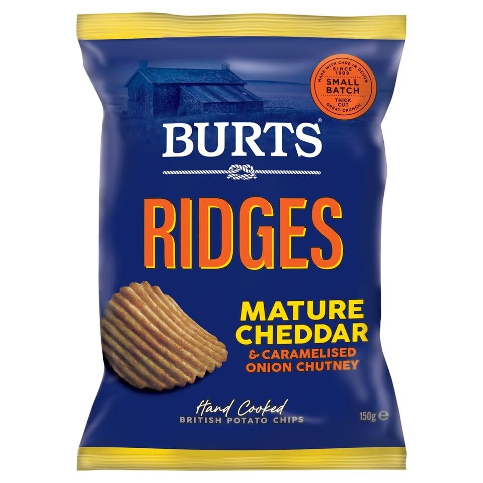 Burts Mature Cheddar & Caramelised Onion Chutney Crisps (10 x 150g)