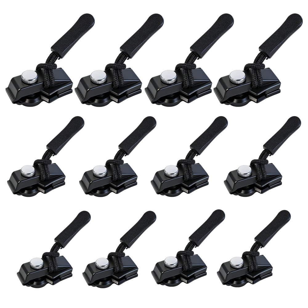 12 PCS Zip Repair Kit Zipper Pull Replacement, Large Medium Small 4pcs Each for Jackets Backpacks Coats Luggage Tent Duvet Covers, Detachable Universal Zipper Head, No Sewing Tools Required