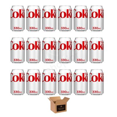 Coca Cola Soft Drinks Variety Pack Original Taste, Diet Coke & Zero Sugar Fizzy Drinks, Classic Refreshing Cola Cans & Bottles for Party Gathering | (330ml-Can 18 Pack, Diet)