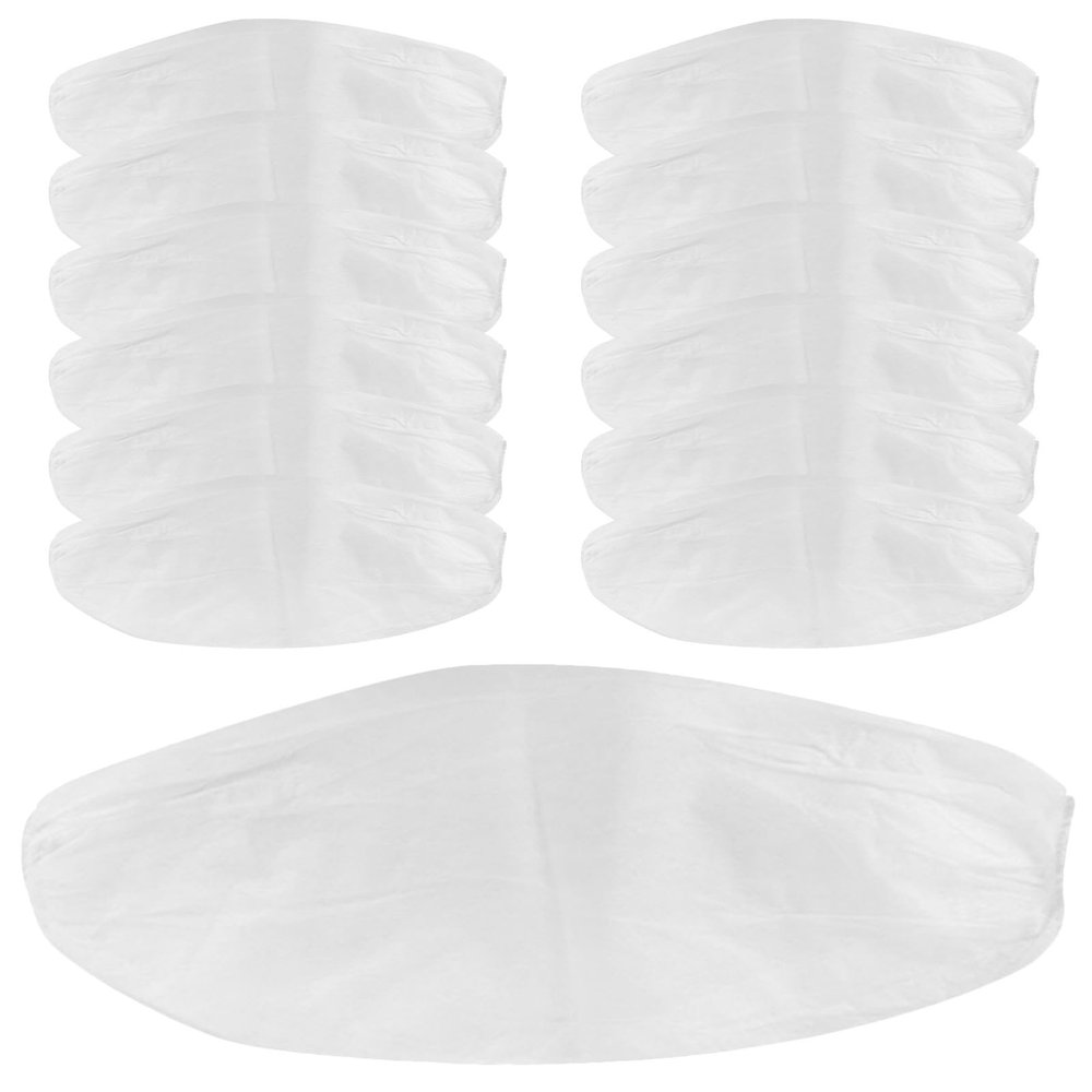 CALLARON 50pcs Breathable White Nonwoven Fabric Arm Sleeves Wear-resistance Elastic Design Protective Sleeve Covers for Kitchen and Home Cleaning