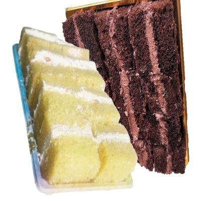 12 Sumptuous Handmade Cake Slices/Chunks; Vanilla, Chocolate, Red-velvet Tea/Party Favours, Wedding, Birthday, Bridal/Baby Shower, ETC Party (6cm x 5cm Each) (9 Portions, Vanilla & Chocolate)