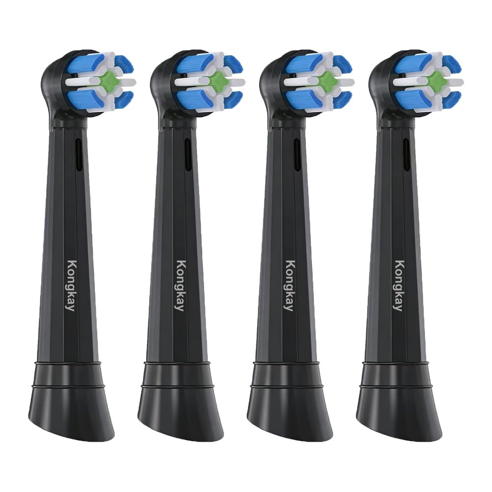 4 Pack Replacement Heads Compatible with Oralb iO Series 2 3 4 5 6 7 8 9 10, Ultra-Soft Bristles for Sensitive Gums, Precision Cleaning Brush Heads, Black