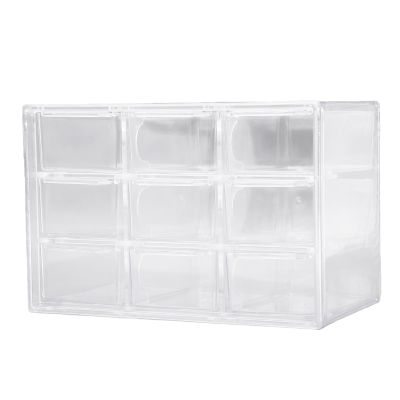 ACOGEDO 9 Grid Contact Lens Organizer, Transparent Plastic Storage Box with Wall Mount Hole, for Daily Disposable Contact Lenses Earrings Hairpins Cosmetics (Transparent)