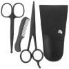 ibasenice 4 Pcs Beard Scissors Mustache Scissors Set Stainless Steel Precise Trimming Clean Cut Silver with Small Comb and Storage Pouch for Barber Shops Home DIY view 1