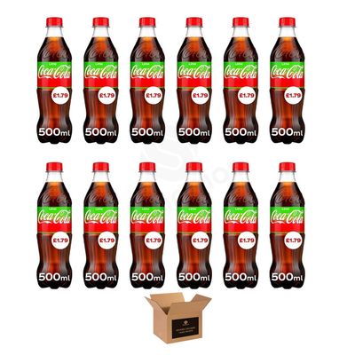 Coca Cola Soft Drinks Variety Pack Original Taste, Diet Coke & Zero Sugar Fizzy Drinks, Classic Refreshing Cola Cans & Bottles for Party Gathering | (500ml-Bottle 12 pack, Lime - 1.79)