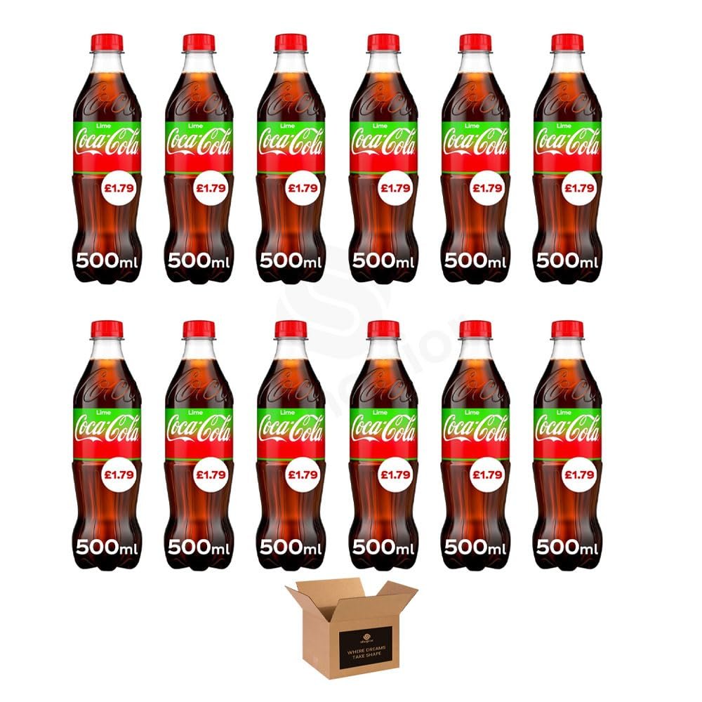 Coca Cola Soft Drinks Variety Pack Original Taste, Diet Coke & Zero Sugar Fizzy Drinks, Classic Refreshing Cola Cans & Bottles for Party Gathering | (500ml-Bottle 12 pack, Lime - 1.79)