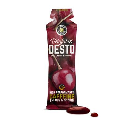 Veloforte Desto Natural Energy Gel | Tart Cherry & Guarana | 9-Pack
