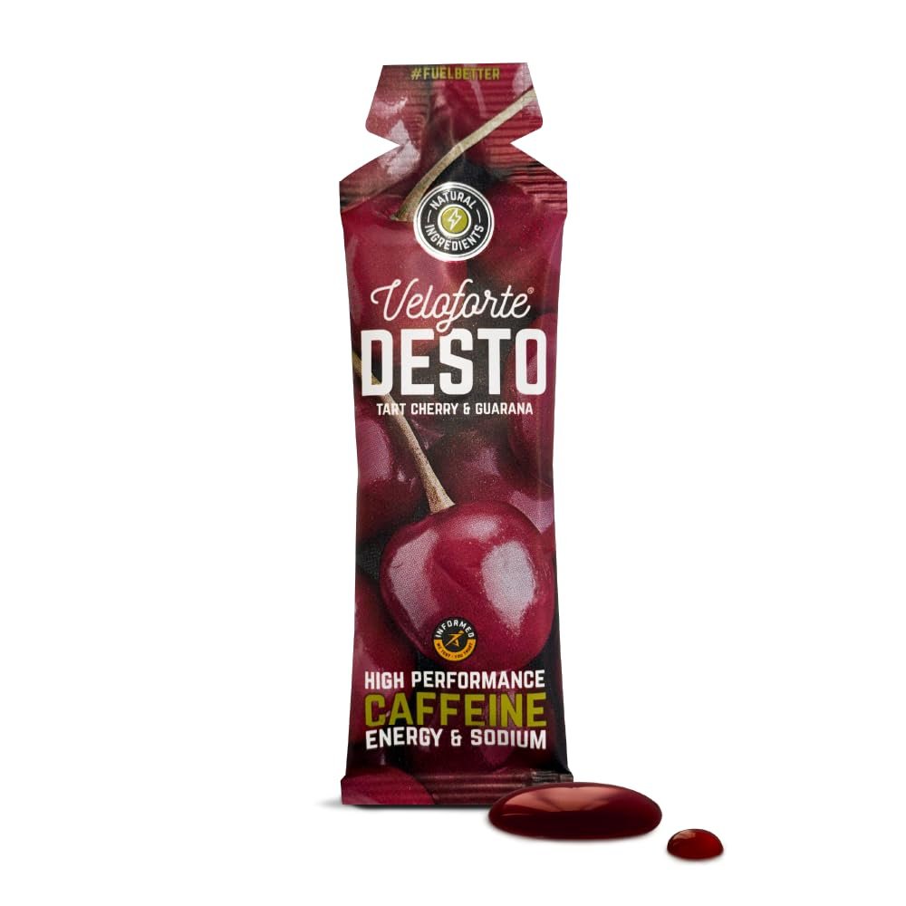 Veloforte Desto Natural Energy Gel | Tart Cherry & Guarana | 9-Pack