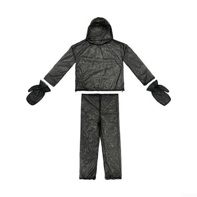 4 Pcs Pest Control Net Suit with Hooded Jacket Pants Gloves Full-Body Mesh Protection Lightweight Polyester Black Adjustable Cuffs for Adults Outdoor Camping Fishing Hunting Gardening(L)