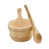 ALCXAZS 4L Capacity Sauna Bucket and Ladle Set Premium Wooden Bath Accessories Spa Pool Sauna Room Applications 4L Bucket and Ladle Set Handmade Bathroom view 2