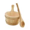 ALCXAZS 4L Capacity Sauna Bucket and Ladle Set Premium Wooden Bath Accessories Spa Pool Sauna Room Applications 4L Bucket and Ladle Set Handmade Bathroom view 3