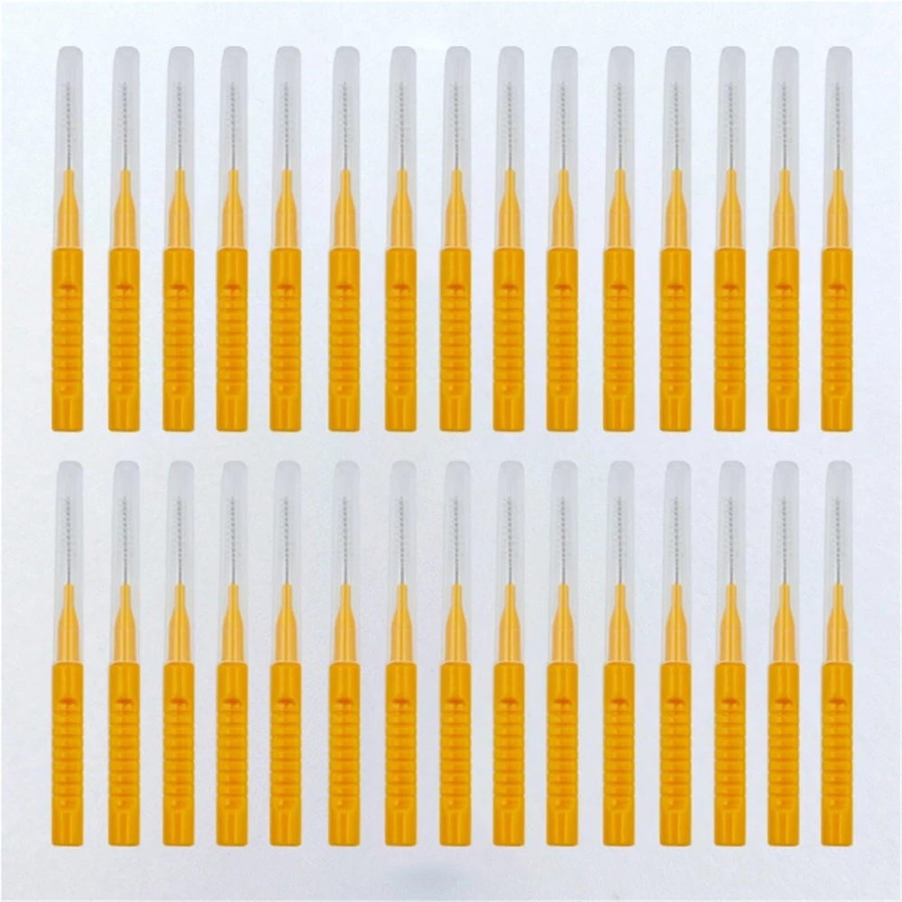 Interdental Brush 30Pcs/Box Interdental Brushes Tooth Escova Cleaners Teeth Brush(Orange)