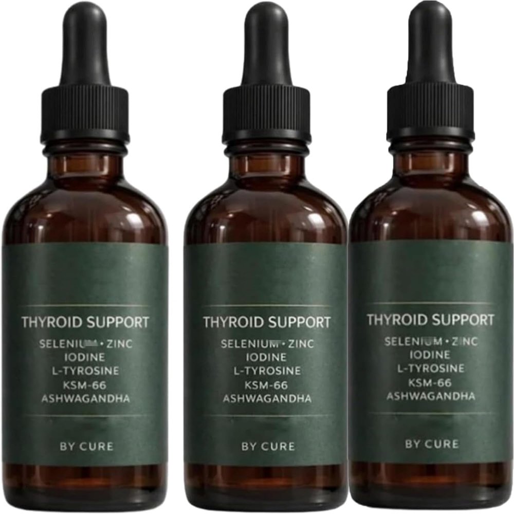 Thyroid Support Drops, Cure Thyroid Support Drop,Natural Ingredients,Energy & Focus Formula, Mood,Sleep Support, for Wome and Men, 60ML (3pcs)