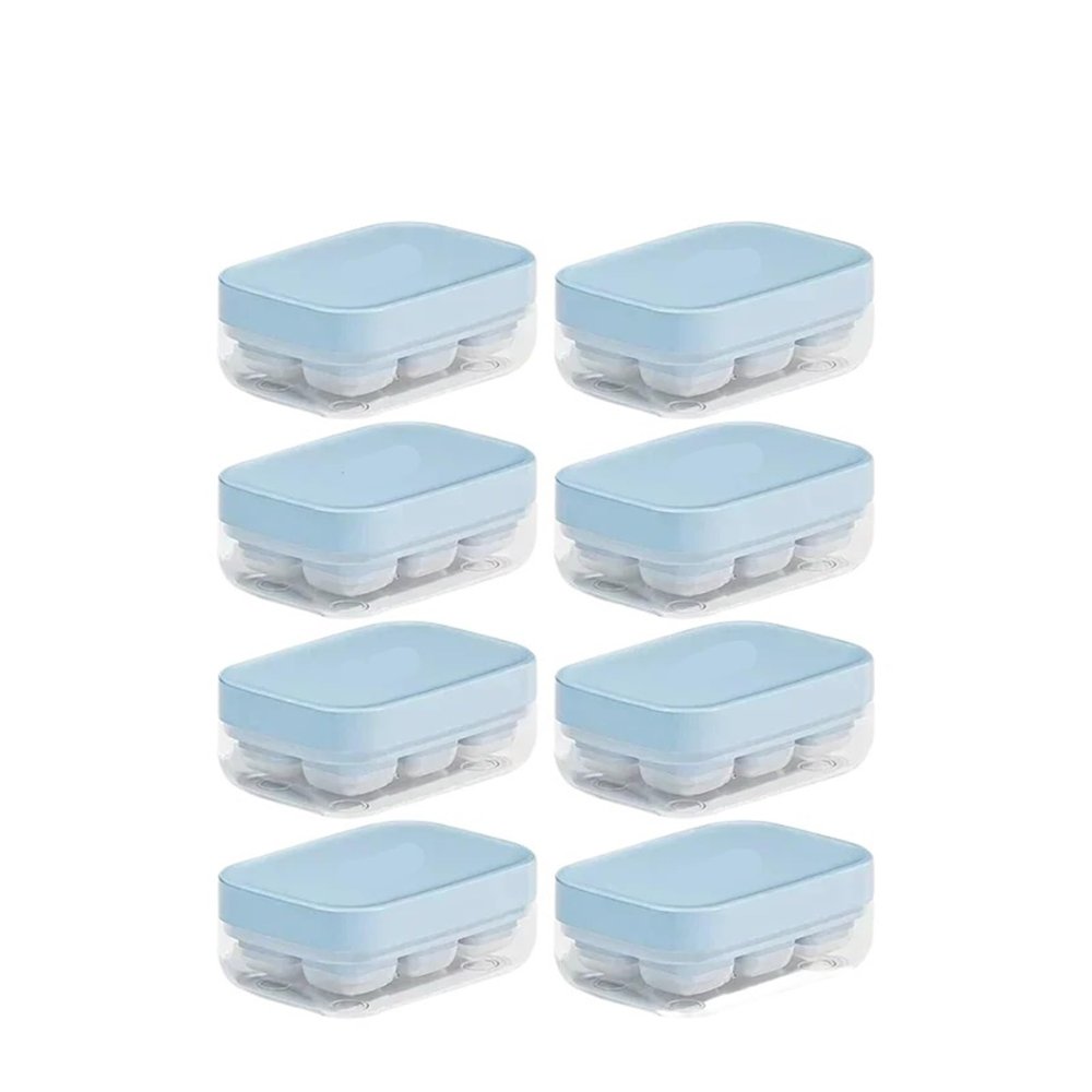 Compatible For 8PCS Push Ice Cube Mould Compartment Mini Summer Storage Box Home Square Silicone with Lid(Blue-8PCS)