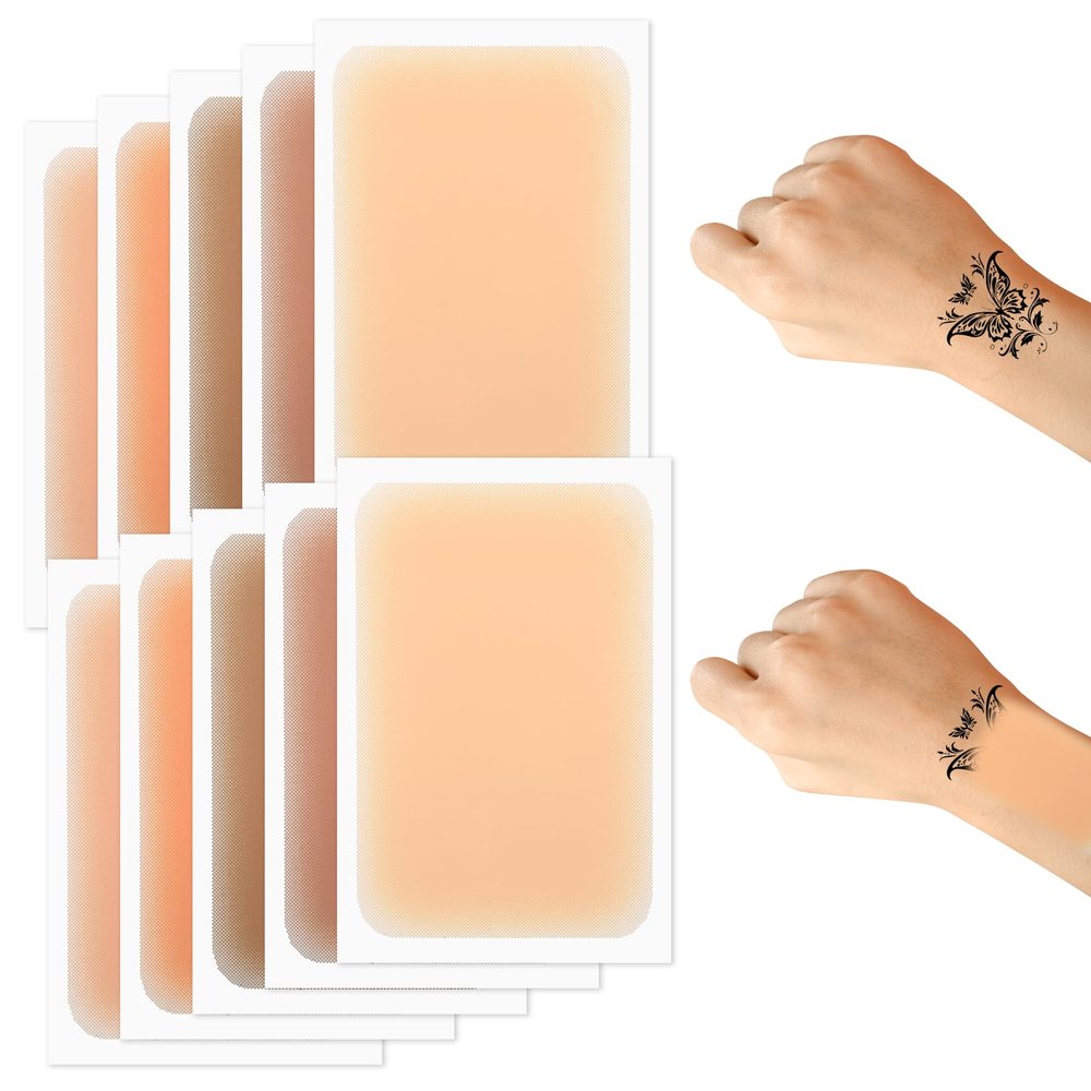 10 Pcs Tattoo Cover Up Tape Waterproof Ultra Thin Tattoo Cover Up Patch Invisible Breathable Concealer Sticker for All Skin Tones Tattoos Scar Birthmarks Dark Spots (5 Colors)