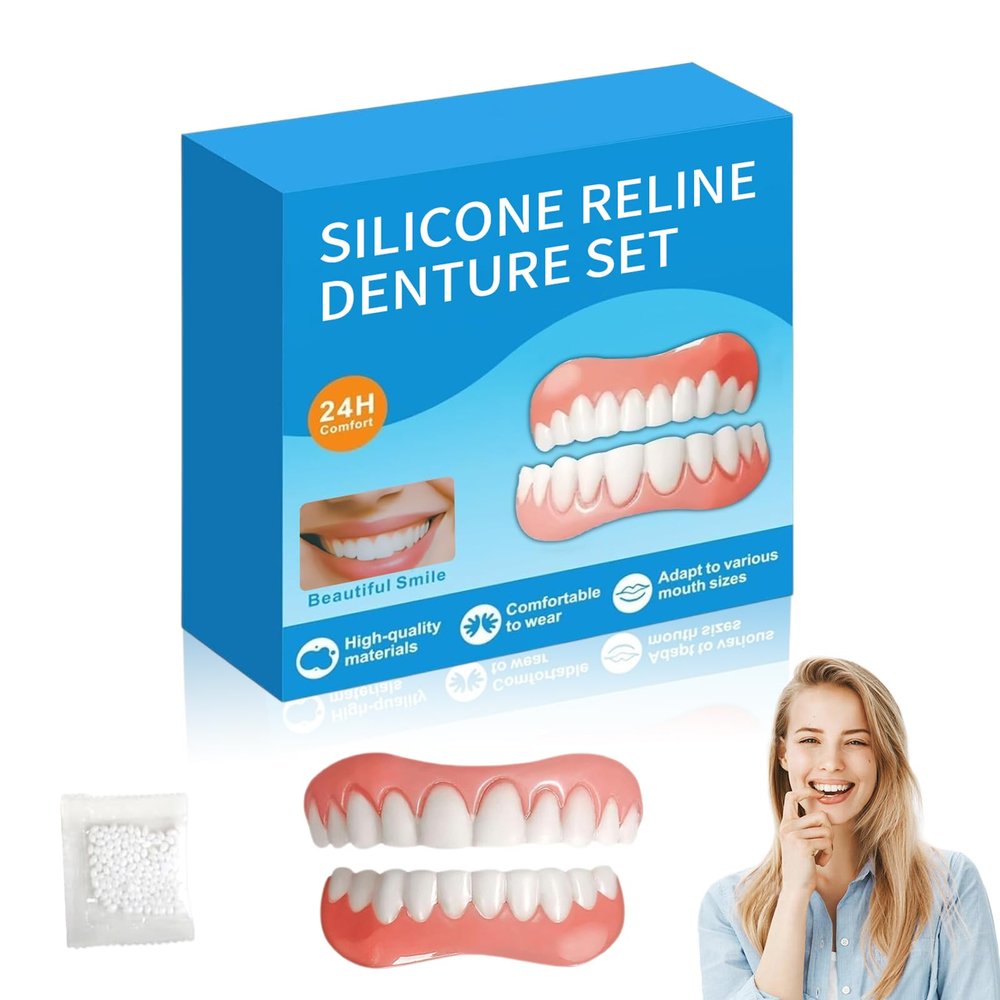 Dentures that Fit Over Existing Teeth, Silicone Dentures to Fit Over Existing Teeth, Soft Comfortable, Within Minutes Fix Your Smile