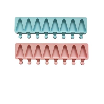 Compatible for 8 Cavities Triangle Silicone Ice Cream Mold Geometry Chocolate Cake Candy Jelly Baking Mould 2pcs