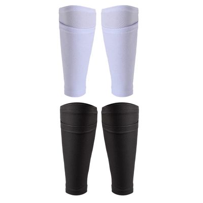 Kueohse 2Pairs Soccer Shin Guard Socks Breathable Soccer Shin Guard Sleeves Shin Pads Holder for Kicking Ball Running Cycling S