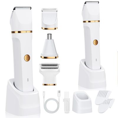 3-in-1 Women's Electric Shaver & Bikini Trimmer IPX7 Waterproof Rechargeable Body Groomer for Legs, Underarms, Nose & Pubic Hair Painless Wet & Dry Foil Shaver (Two)