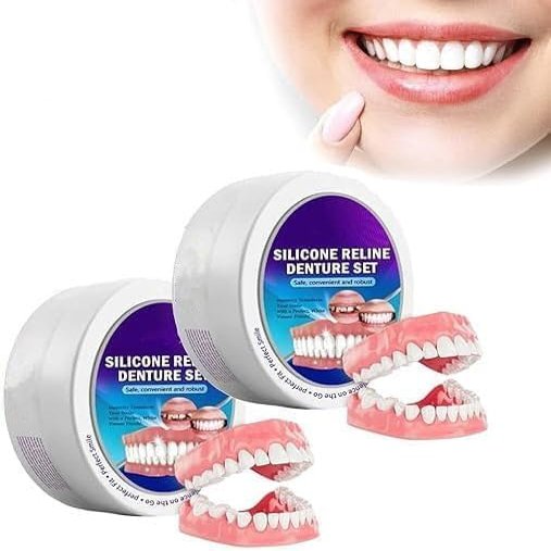 Silicone Reline Denture Set, Silicone Denture Set, Silicone Denture Kit, Soft Silicone Denture Reline Kit, Perfect Fit Denture Silicone Reline Kit (2pcs)